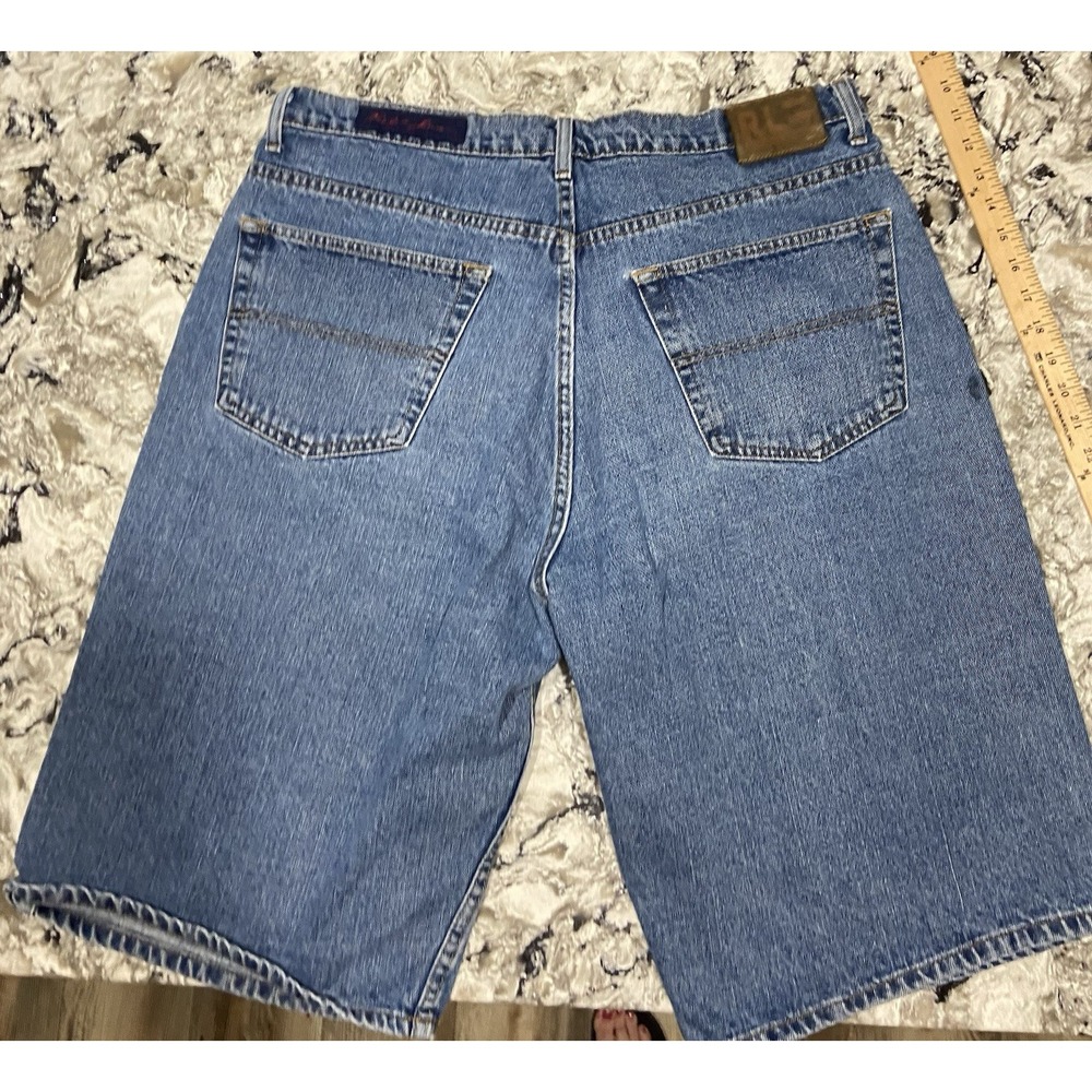 Vintage Ralph Lauren Mens Sz 36 Denim Banner Shorts Jorts Y2K